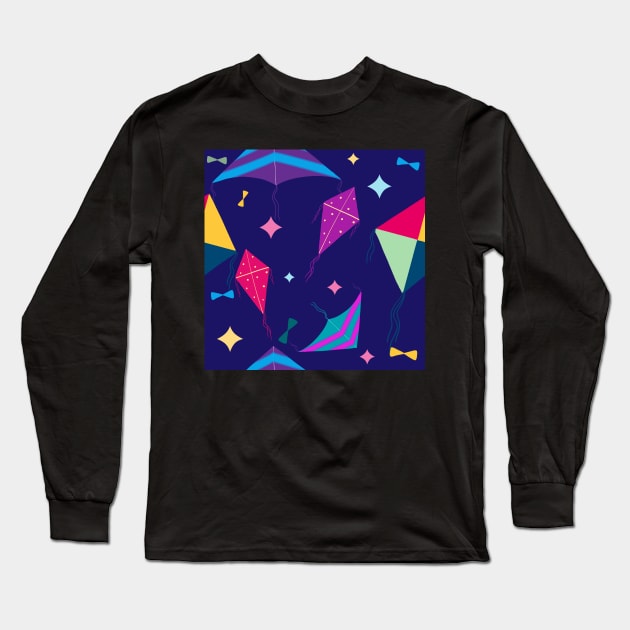 Kite Pattern - Basant Long Sleeve T-Shirt by khunsaaziz